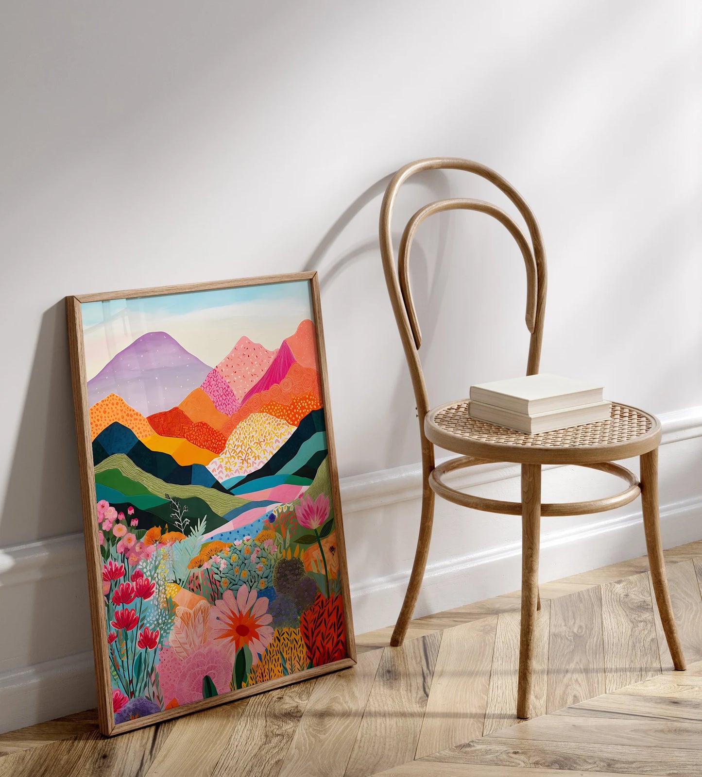 Abstract Mountain Artwork, Colorful Wall Art, Abstract Art, Patchwork, Floral.